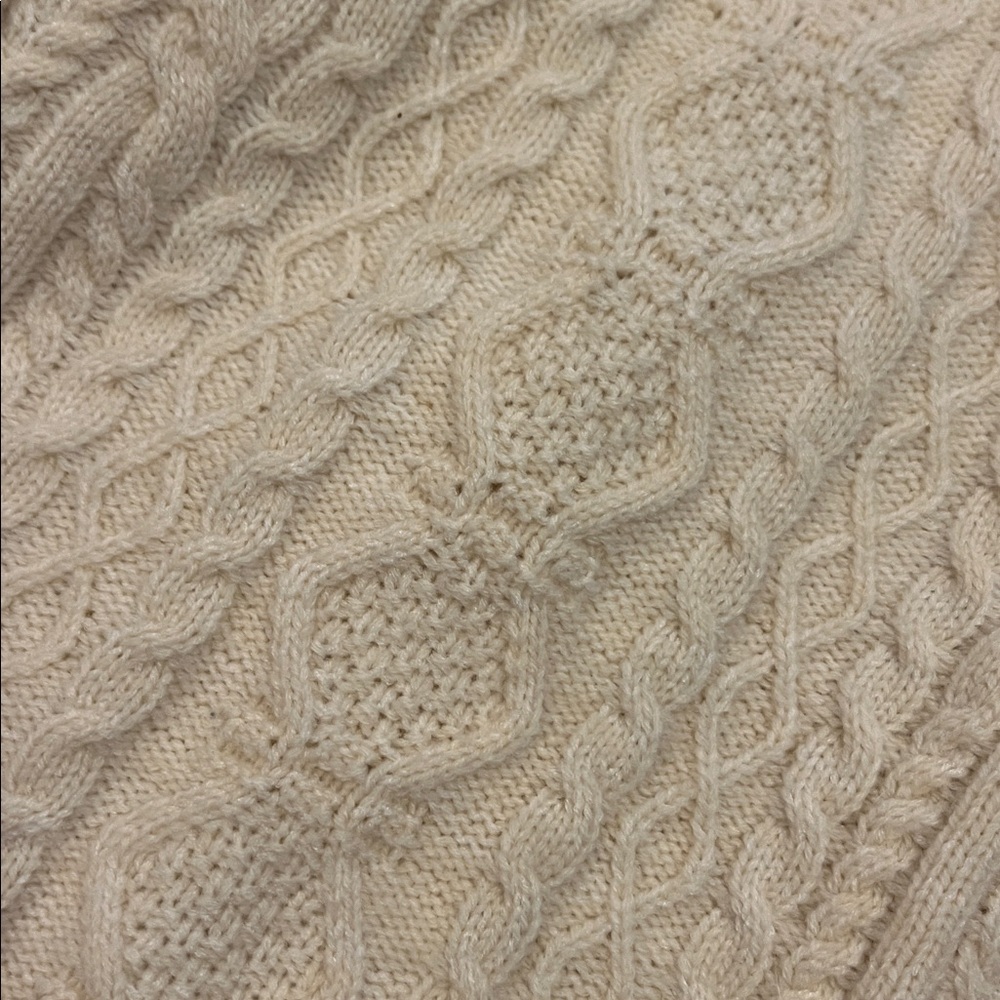 Listicle Cream Ruffle Cable Knit Sweater - Picture 3 of 7